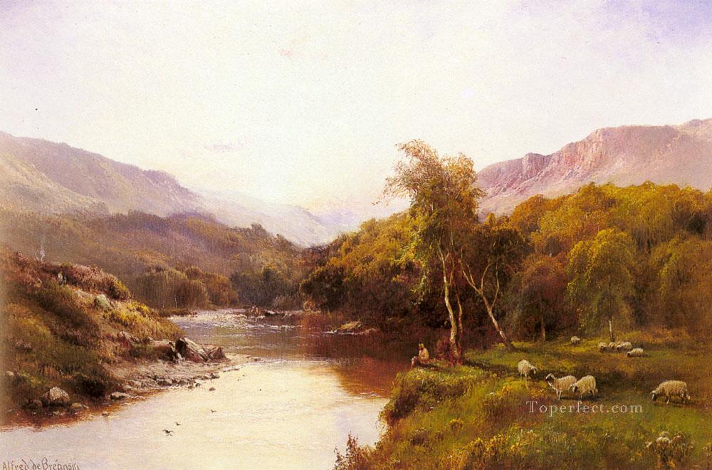 Tyn y Groes The Golden Valley Alfred de Breanski Snr Oil Paintings